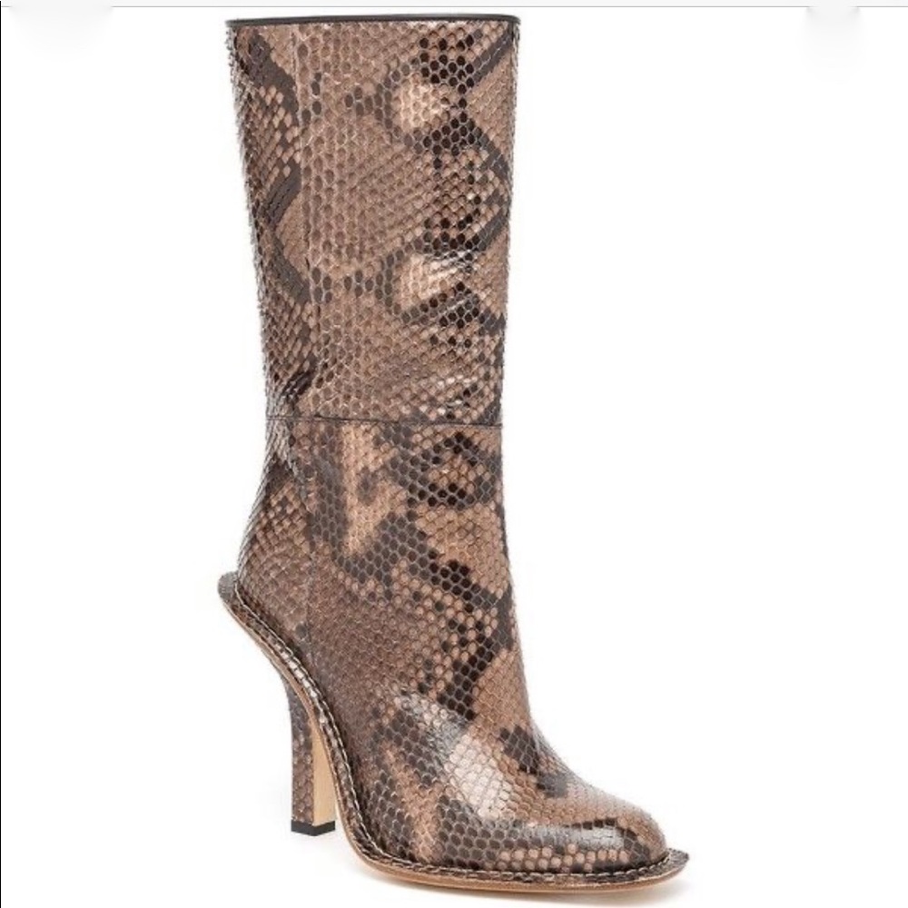 Marni Brown Python Snake Heel Mid Calf Boots 36 6